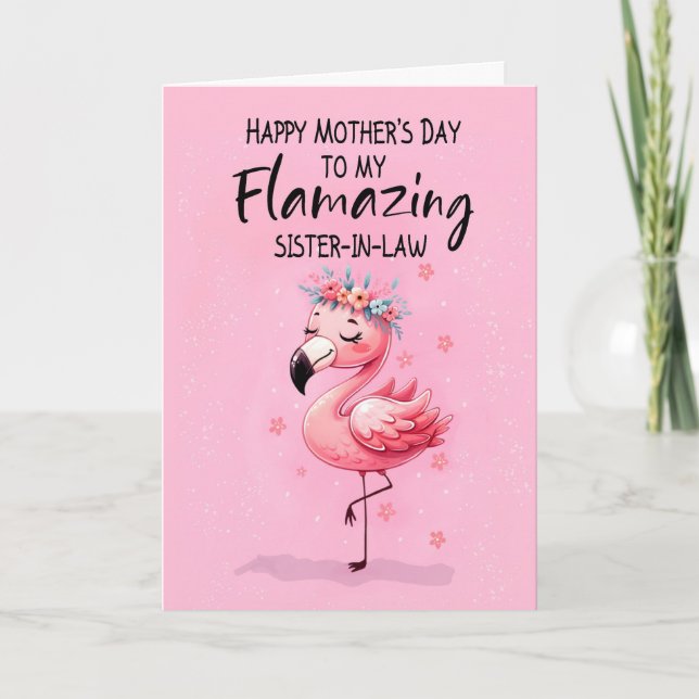 syster i Law Mors dag med Flamingo Fabulous Kort (Framsida)