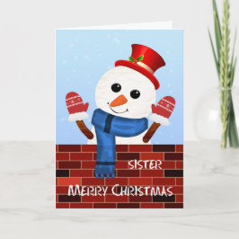 Syster-julkort för Snögubbe Helgdag Helgkort