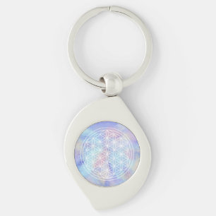 Syster Kärlek – Helig Geometri Blomma av Livet Swirl Silverfärgad Nyckelring