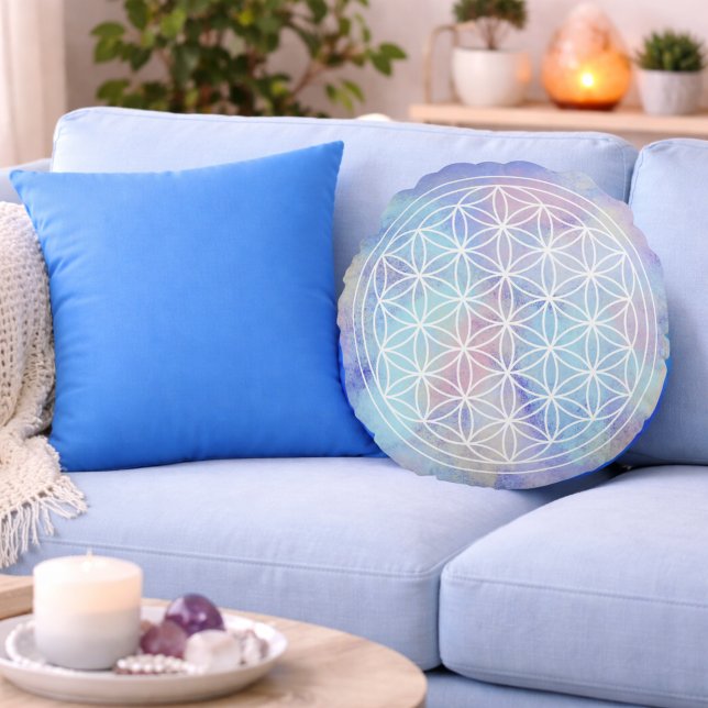 Syster Kärlek – Helig Geometri Livets Blomma Rund Kudde (Skapare uppladdad)