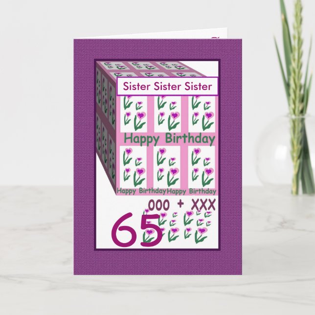 SYSTER - lycklig 65efödelsedag Kort (Framsida)