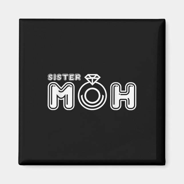 Syster Maid of honor Bride och Groom Bröllop Magnet (Framsidan)