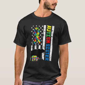 Syster Matchande Familj Autism Medvetenhet Amerika T Shirt