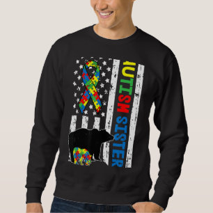 Syster Matching Family Autism Awareness American Lång Ärmad Tröja