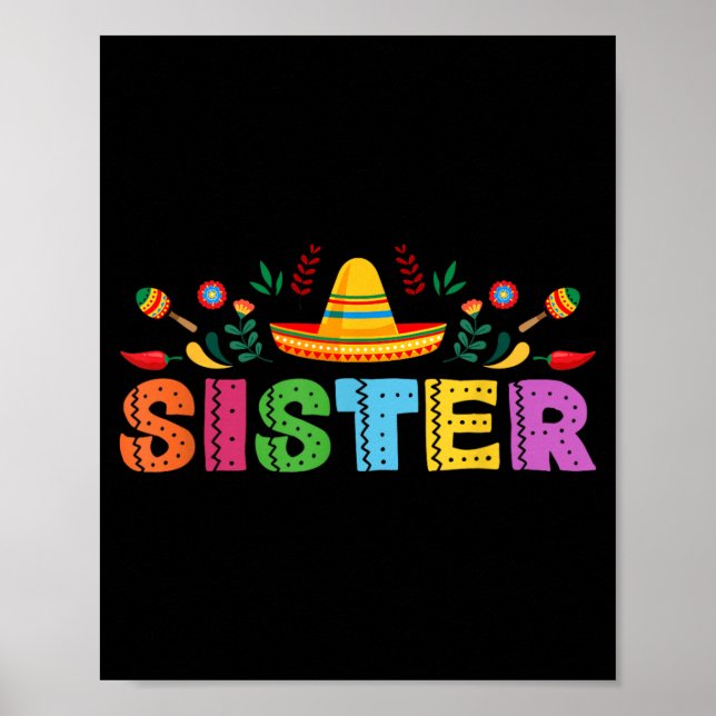 Syster Mexikansk Fiesta Födelsedagsfest Tema Match Poster (Framsidan)