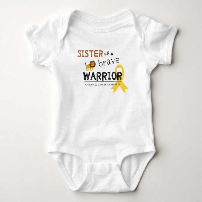syster modig krigare cancer lejon baby bodysuit t shirt (Framsida)