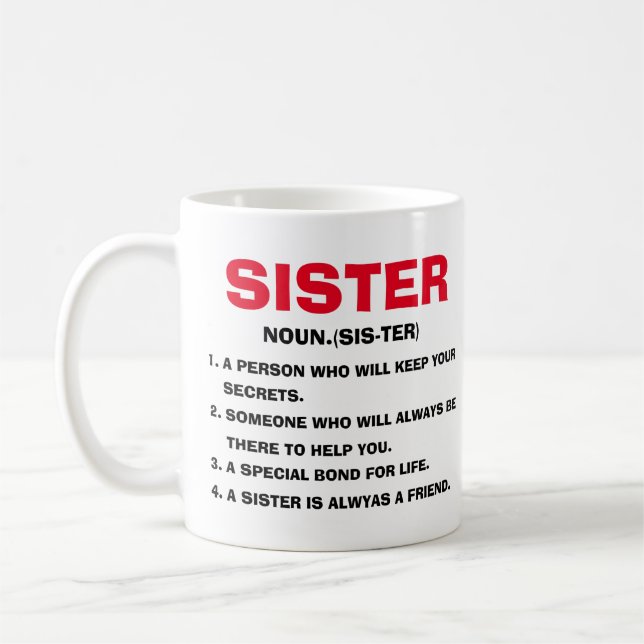 Syster Mugg, Definition av systermugg, syster  Kaffemugg (Vänster)
