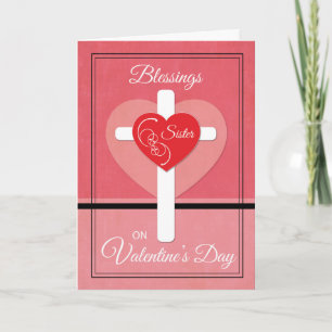 Syster, nun Valentines dag Blessings Heart Helgkort