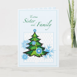 Syster och familj Träd med Snöflingor Helgkort