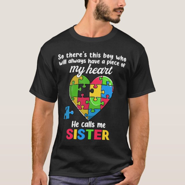 Syster på Autism Brother Syrran Family Autistic Su T Shirt (Framsida)
