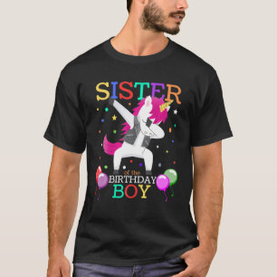 Syster på Birthday Boy Dabbing Unicorn Birthda T Shirt