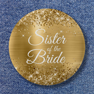 Syster på Bride Glittery Gold Foil Knapp