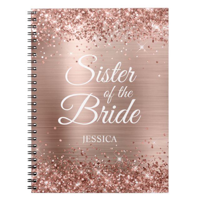 Syster på Bride Glittery Ro Gold Foil Anteckningsbok (Framsidan)