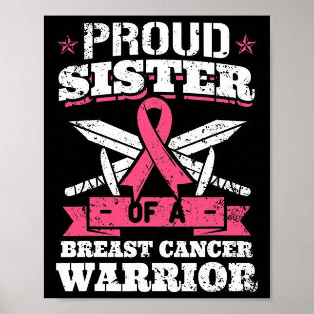 Syster på bröstcancervårtor Rosa Awareness Rib Poster (Framsidan)