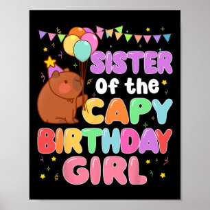 Syster på Capy Birthday Girl Capybara Familj P Poster