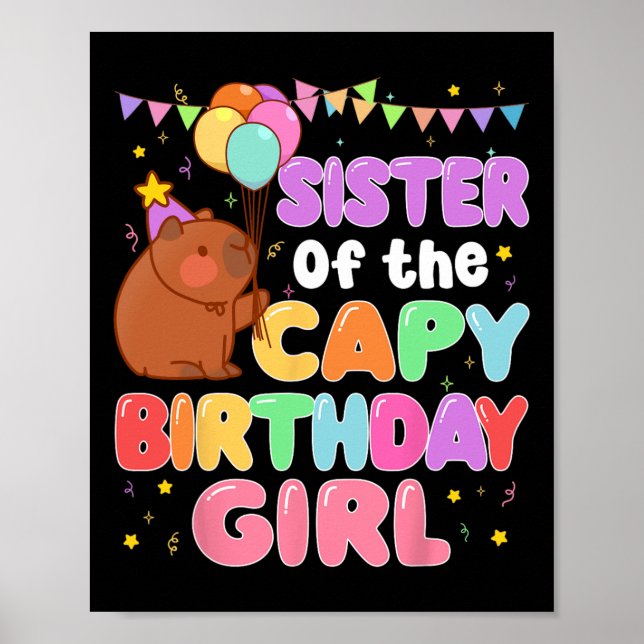 Syster på Capy Birthday Girl Capybara Familj P Poster (Framsidan)