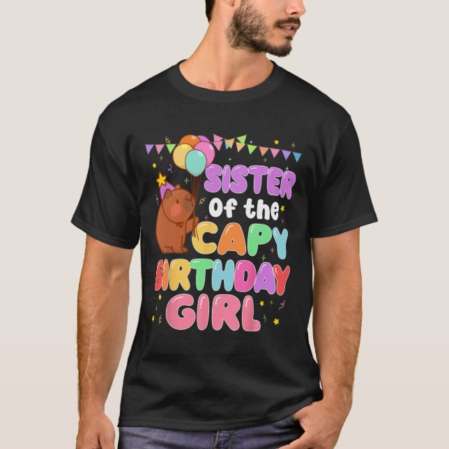 Syster på Capy Birthday Girl Capybara Familj P T Shirt (Framsida)