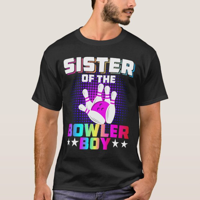 Syster på den Bowlareare pojkmatchande familjen Bo T Shirt (Framsida)