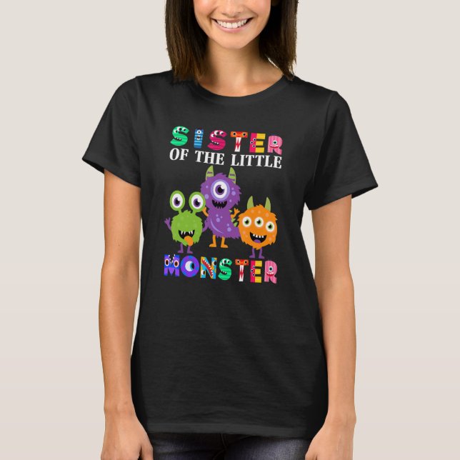 Syster på den lilla Födelsedagsfesten Monster T Shirt (Framsida)