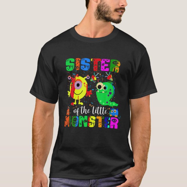 Syster på den lilla monster som möttes av födelsed t shirt (Framsida)