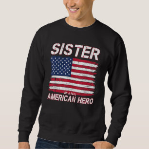 Syster på en verklig amerikansk Hero USA flagga Ve Lång Ärmad Tröja
