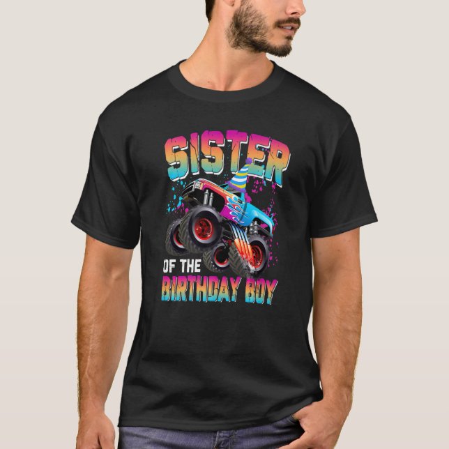 Syster på födelsedag, födelsedagstjuke Monster Las T Shirt (Framsida)