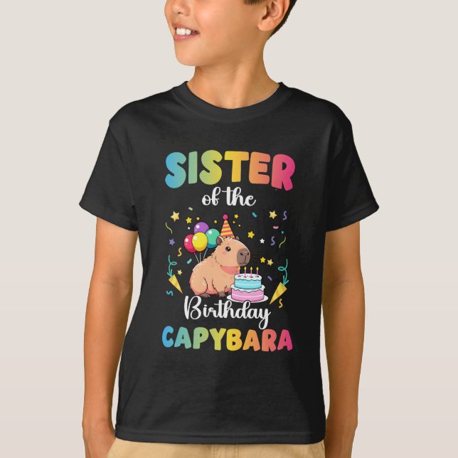 Syster på födelsedagskvinna Capybara Bday Party Fa T Shirt (Framsida)