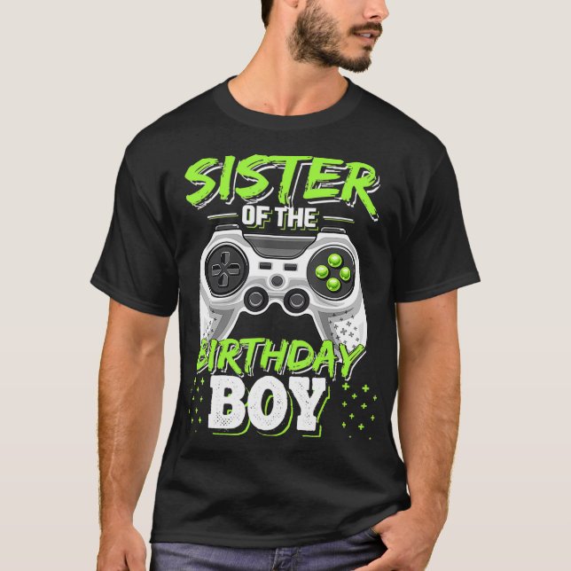 Syster på födelsedagsmatchande videospelsbir t shirt (Framsida)