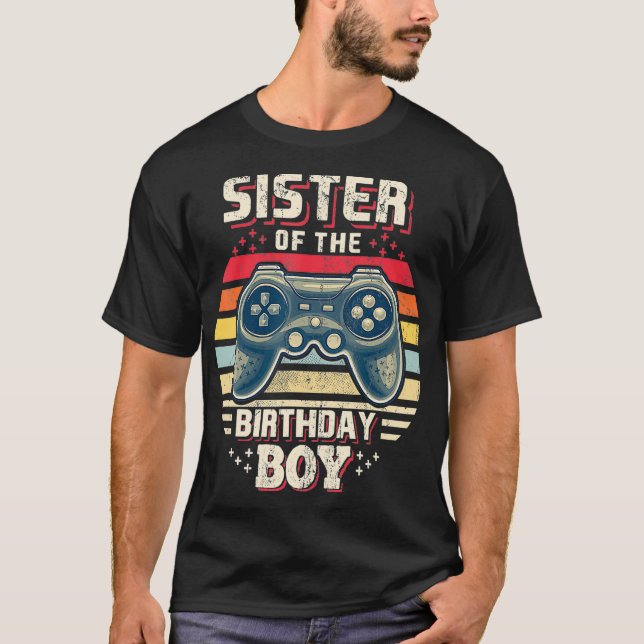 Syster på födelsedagsmatchande videospelsbir t shirt (Framsida)