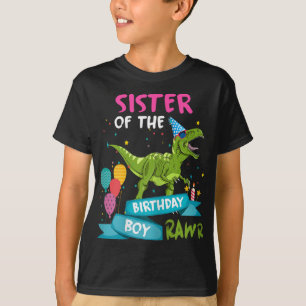 Syster på födelsedagspojken TRex Matching Dinosaur T Shirt