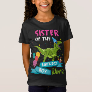 Syster på födelsedagspojken TRex Matching Dinosaur T Shirt