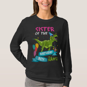 Syster på födelsedagspojken TRex Matching Dinosaur T Shirt
