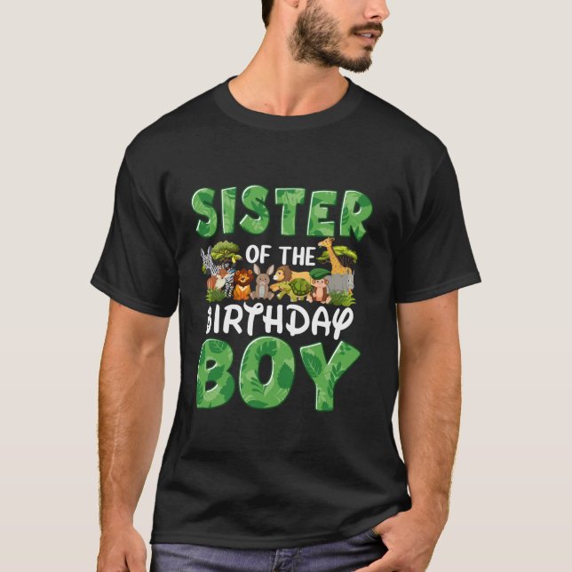 Syster på födelsedagspojken två Vilder Party D T Shirt (Framsida)