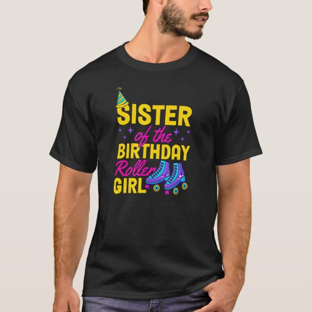 Syster på födelsedagsrullens rollrulle t shirt (Framsida)