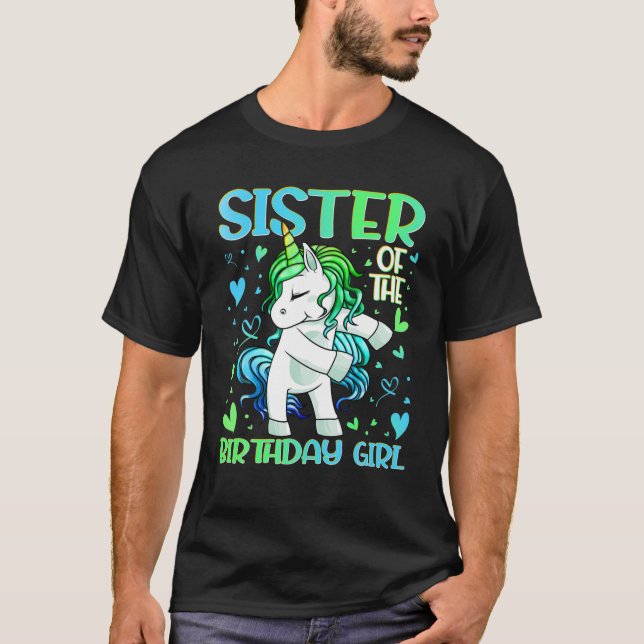 Syster på födelsedagstjuren som sjunger Unicorn Si T Shirt (Framsida)