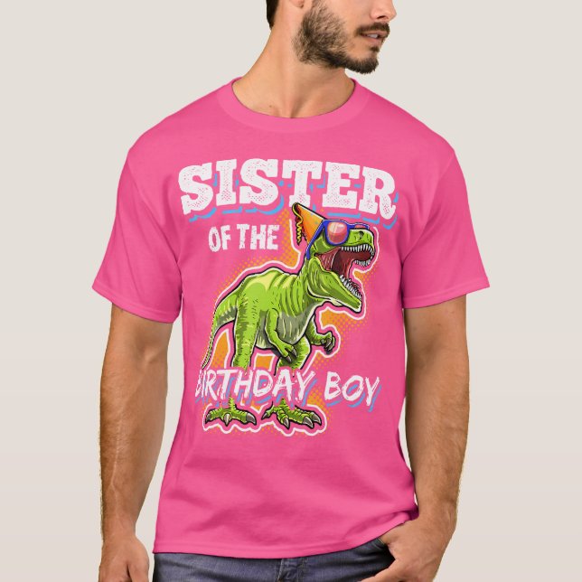 Syster på födelsedagstorgen Matching Family Dinosa T Shirt (Framsida)