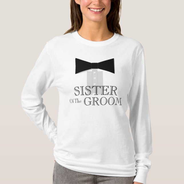 Syster på Groom Bow Tie T Shirt (Framsida)