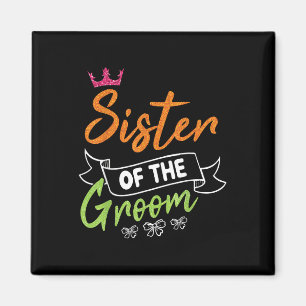 Syster på Groom Bride Lycklig Bröllop, gift Hu Magnet