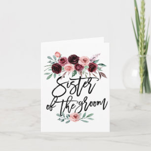 Syster på Groom Bröllop Inlaw Bridesmaid Honor Kort