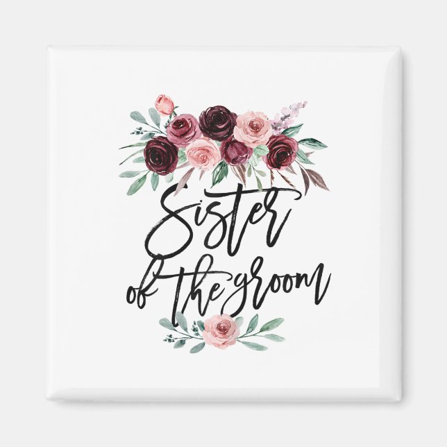 Syster på Groom Bröllop Inlaw Bridesmaid Honor Magnet (Framsidan)