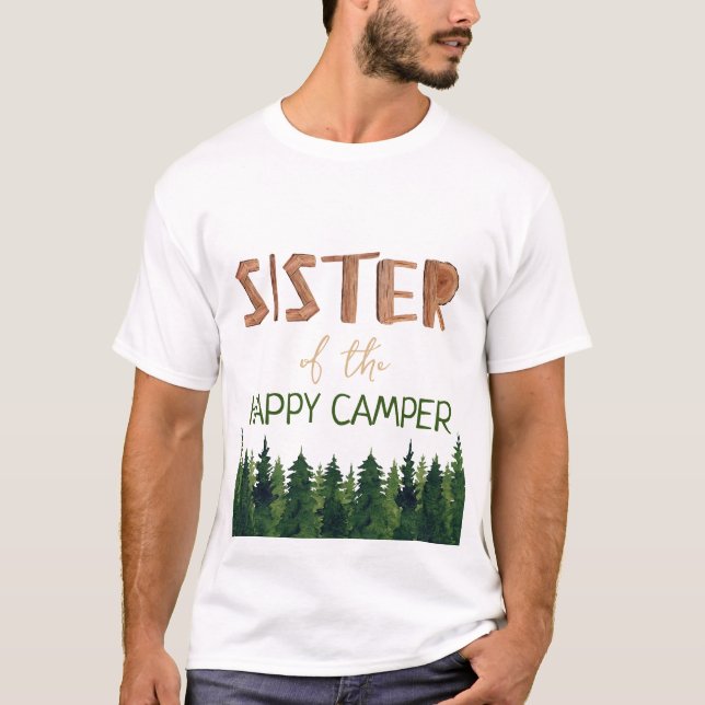 Syster på Lycklig Camper Birthday T Shirt (Framsida)
