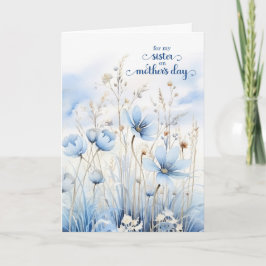 Syster på mors dag Blå akvarell vilda blommor Helgkort