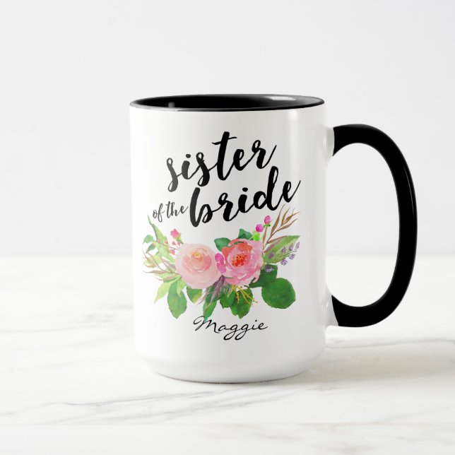 Syster på Personligen för Blommigten Bride Waterco Mugg (Höger)