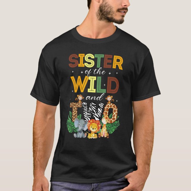Syster på Vild 2 Zoo Birthday Safari Jungle T Shirt (Framsida)