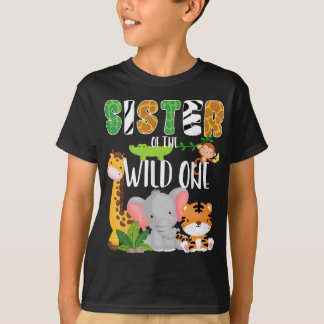Syster på Vild ett zoo Birthday Safari Jungle T Shirt
