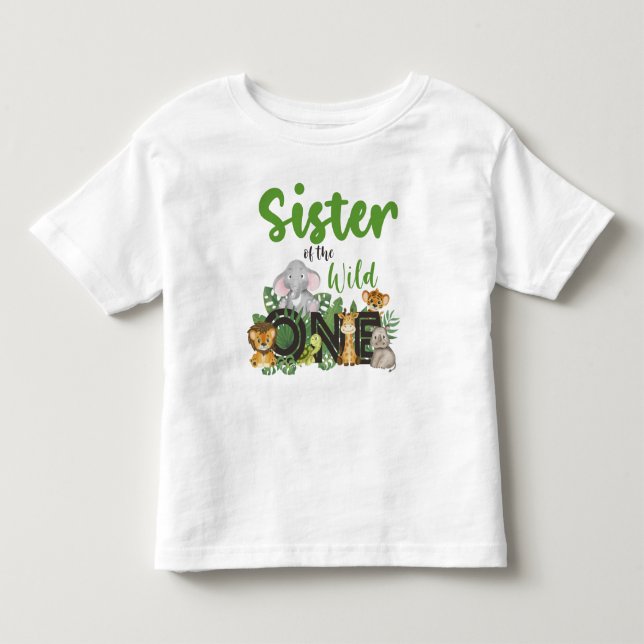 Syster på Vilden En Jungle Safari-födelsedag T Shirt (Framsida)