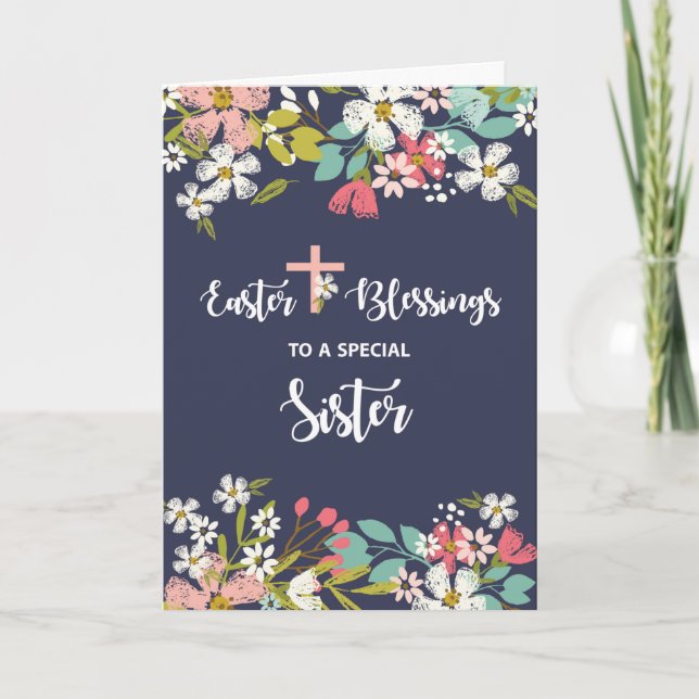 Syster Påsk Blessings of Risen Kristus Flowers Kort (Framsida)