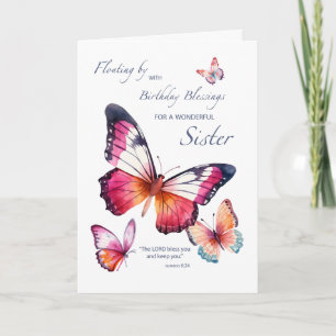 Syster Religiösa Birthday Watercolor Butterflies Kort