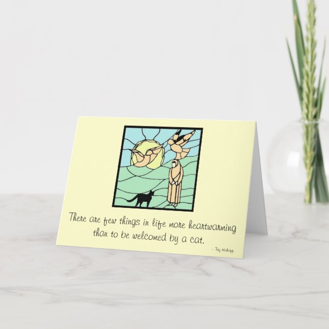 Syster Seraphim med katter och fåglar Tack Kort (Framsida)