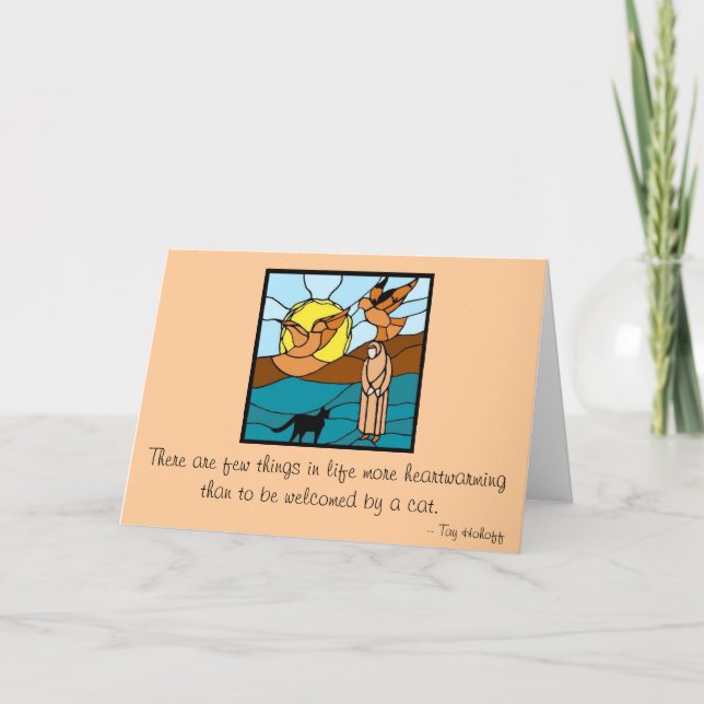 Syster Seraphim med katter och fåglar Tack Kort (Framsida)